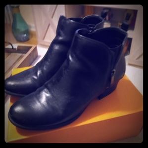 Unisa Black Leather Booties